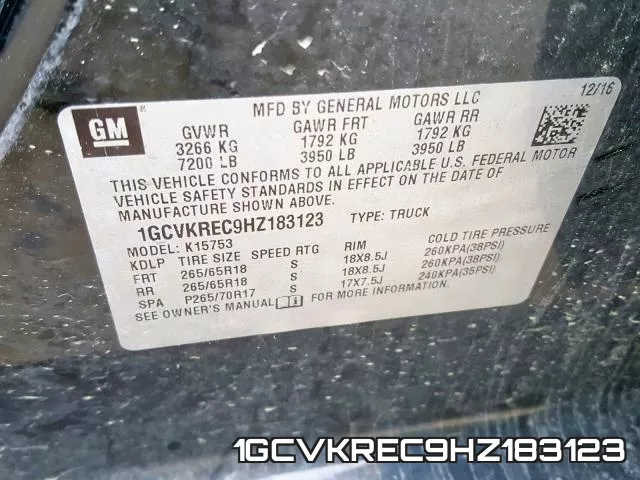 1GCVKREC9HZ183123 фото 2