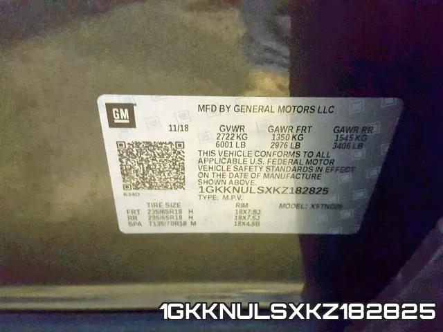 1GKKNULSXKZ182825 фото 2