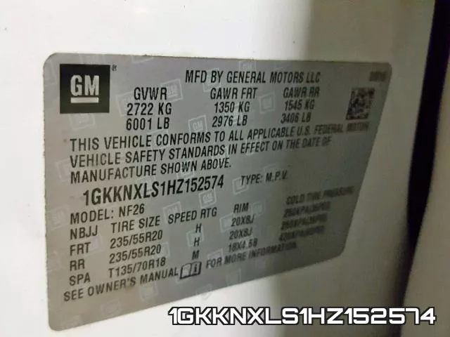 1GKKNXLS1HZ152574 фото 2