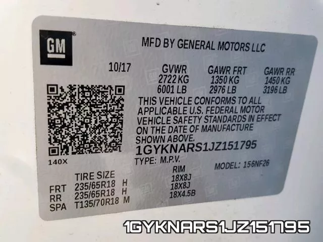 1GYKNARS1JZ151795 фото 2