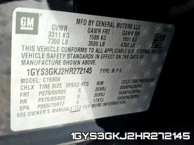 1GYS3GKJ2HR272145 фото 2