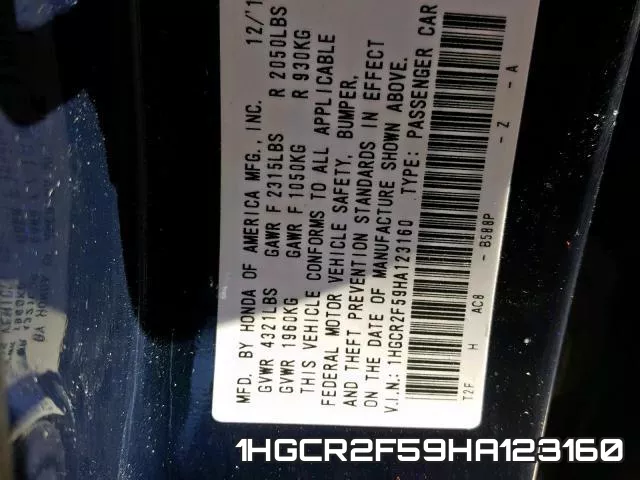 1HGCR2F59HA123160 фото 2