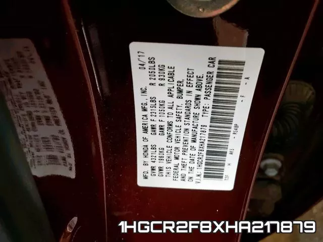 1HGCR2F8XHA217879 фото 2