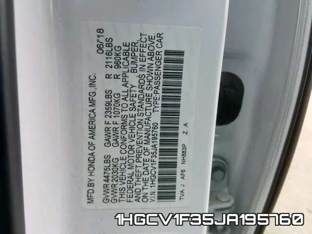 1HGCV1F35JA195760 фото 2