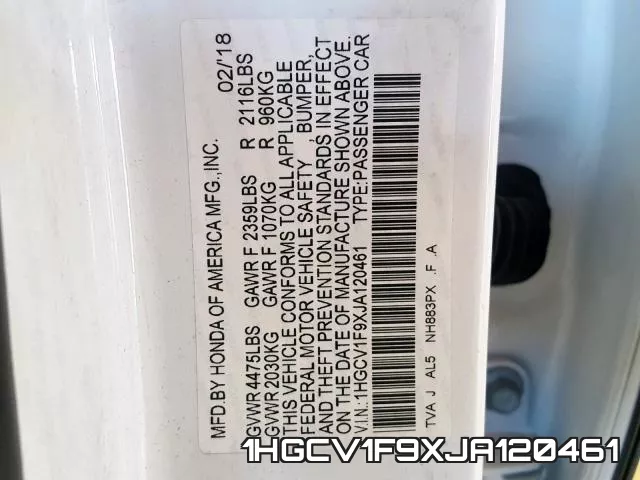 1HGCV1F9XJA120461 фото 2
