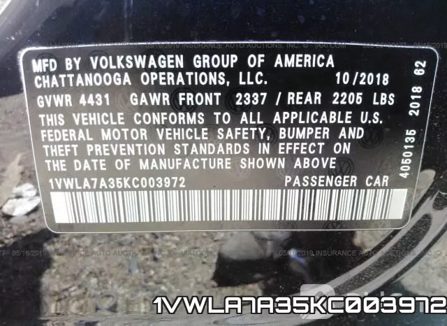 1VWLA7A35KC003972 фото 10