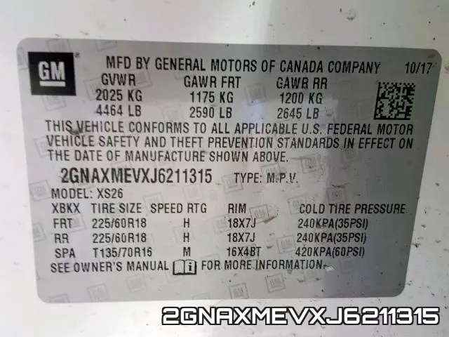 2GNAXMEVXJ6211315 фото 2