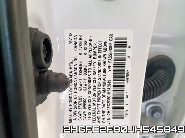 2HGFC2F80JH545849 фото 2