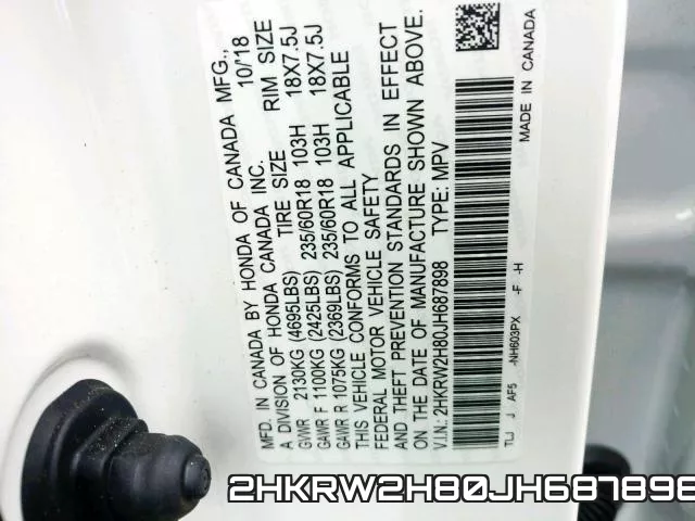 2HKRW2H80JH687898 фото 2
