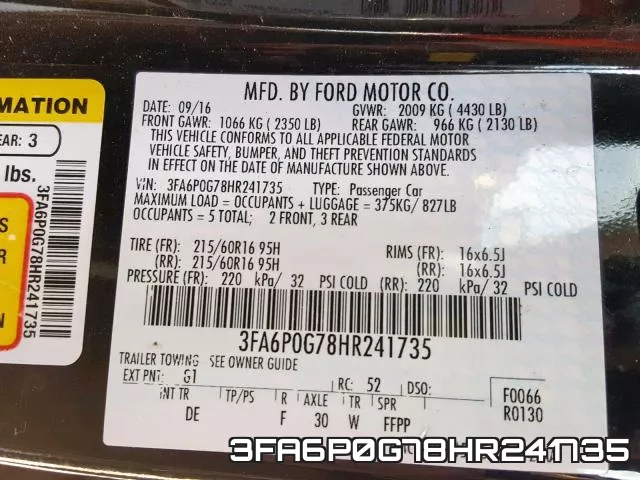 3FA6P0G78HR241735 фото 2