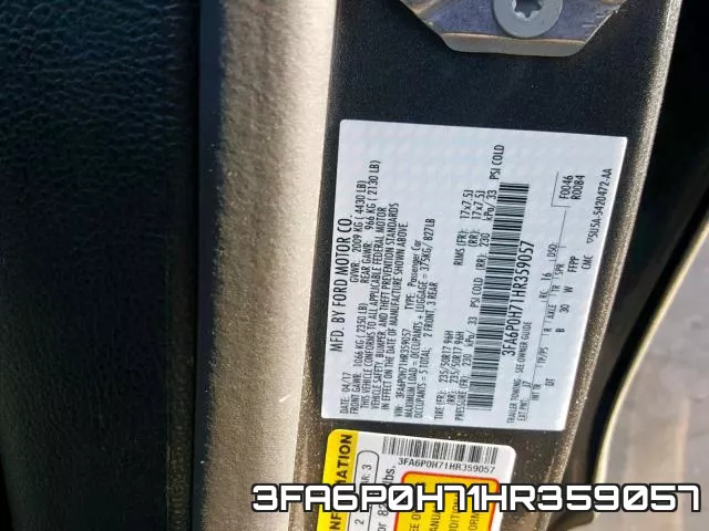 3FA6P0H71HR359057 фото 2