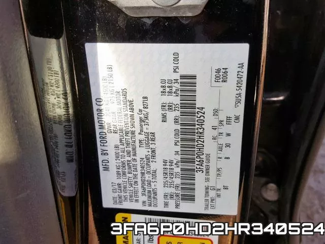 3FA6P0HD2HR340524 фото 2