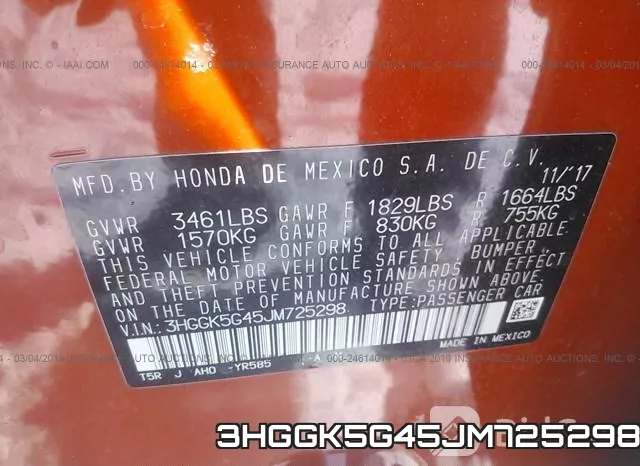 3HGGK5G45JM725298 фото 10