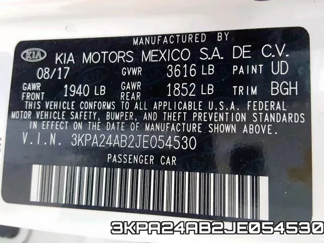 3KPA24AB2JE054530 фото 2