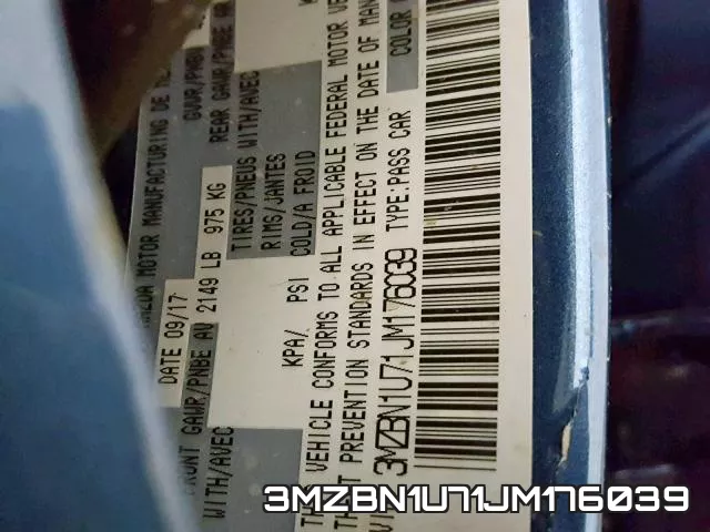 3MZBN1U71JM176039 фото 2