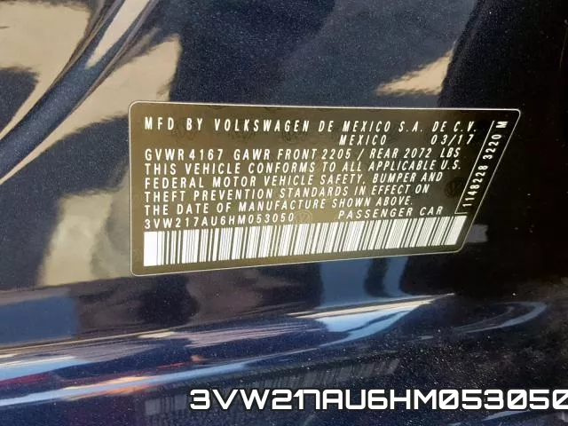 3VW217AU6HM053050 фото 2
