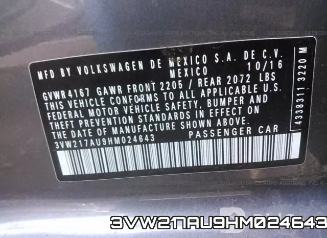 3VW217AU9HM024643 фото 10