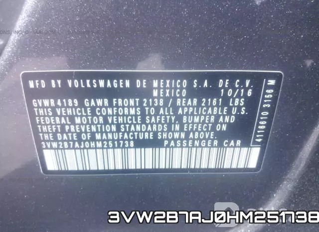 3VW2B7AJ0HM251738 фото 10
