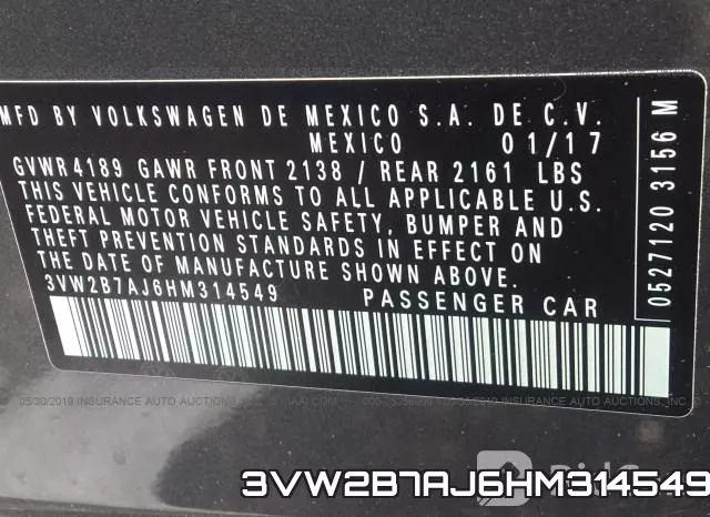 3VW2B7AJ6HM314549 фото 9