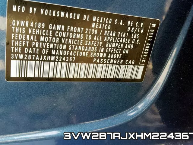 3VW2B7AJXHM224367 фото 2
