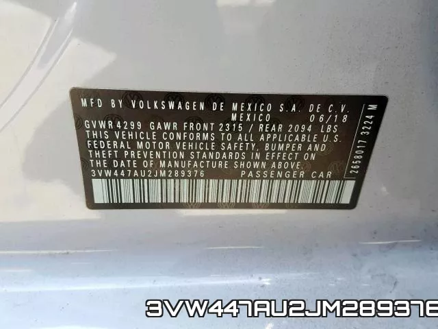 3VW447AU2JM289376 фото 2
