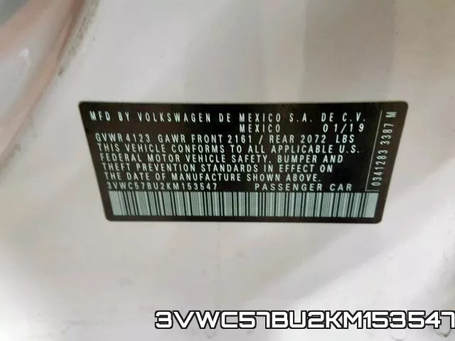 3VWC57BU2KM153547 фото 2