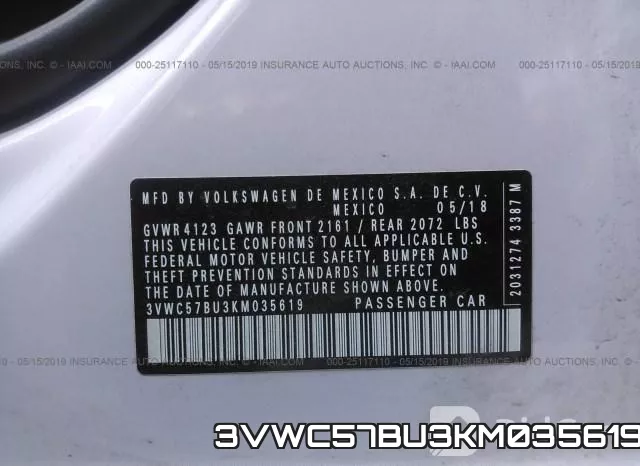 3VWC57BU3KM035619 фото 10