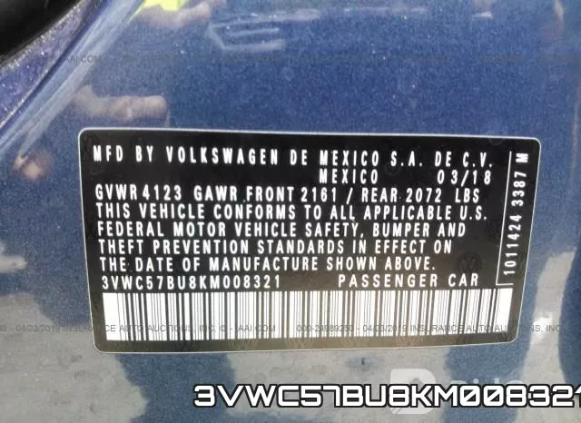 3VWC57BU8KM008321 фото 10