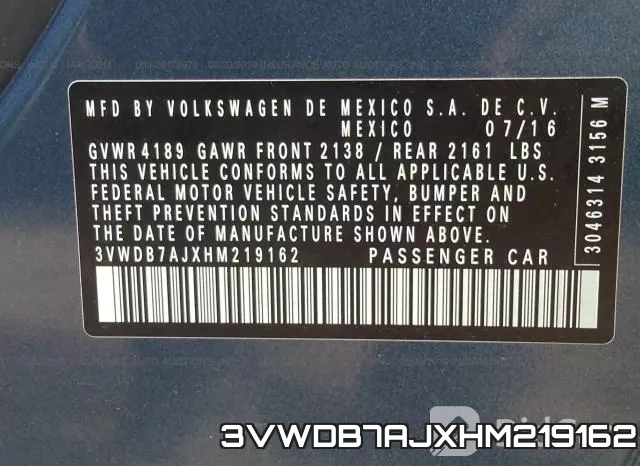 3VWDB7AJXHM219162 фото 10