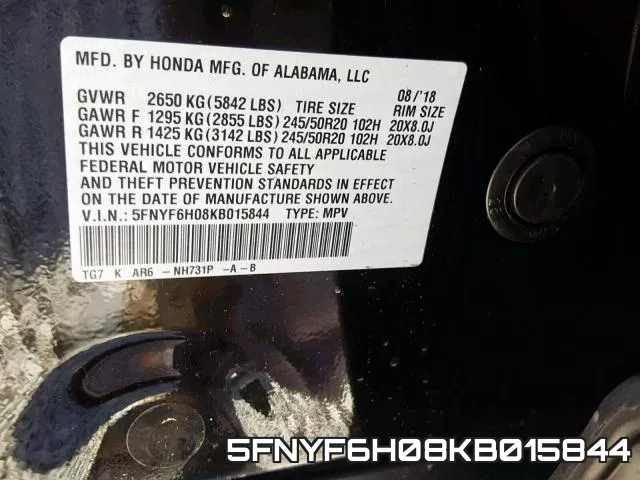 5FNYF6H08KB015844 фото 2