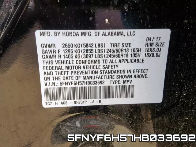 5FNYF6H57HB033692 фото 2