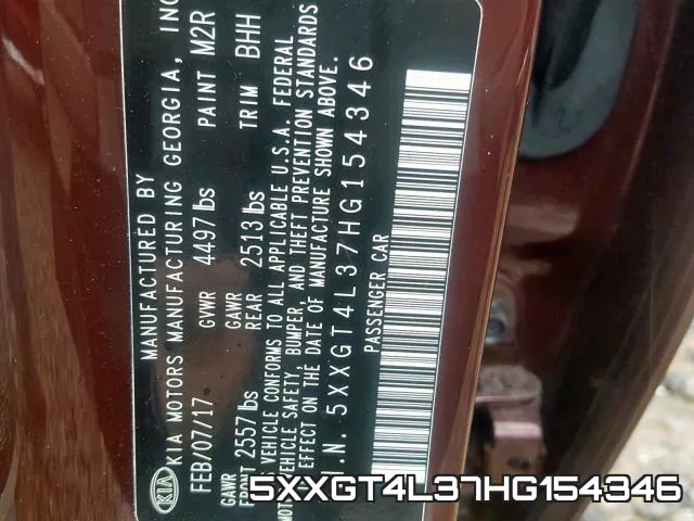 5XXGT4L37HG154346 фото 2