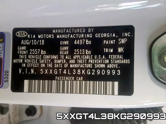 5XXGT4L38KG290993 фото 2