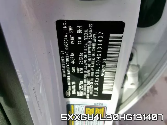 5XXGU4L30HG131407 фото 2