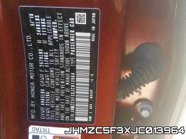 JHMZC5F3XJC013964 фото 2