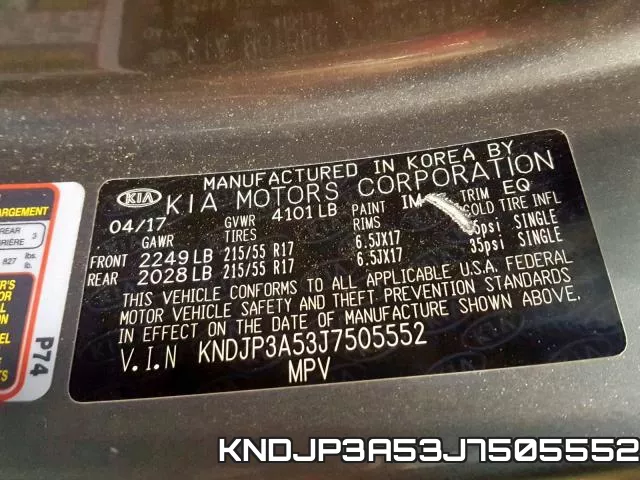 KNDJP3A53J7505552 фото 2