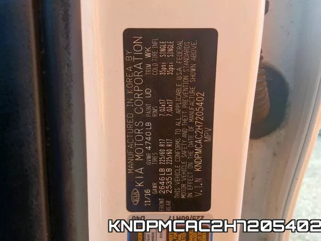 KNDPMCAC2H7205402 фото 2