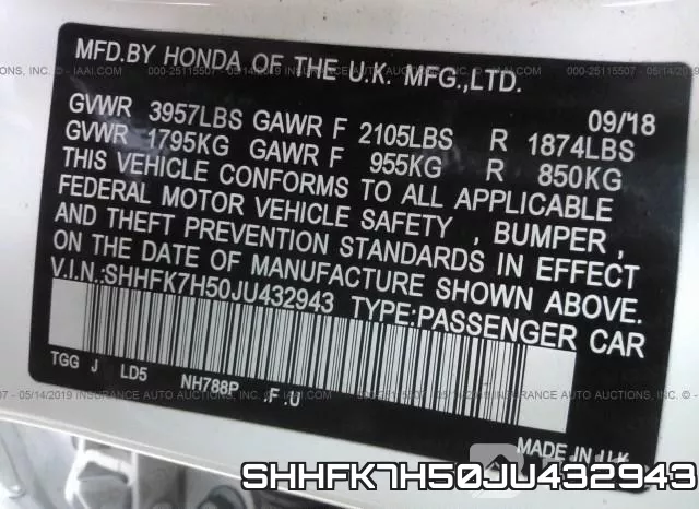 SHHFK7H50JU432943 фото 10