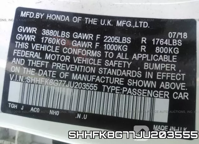 SHHFK8G77JU203555 фото 10