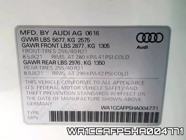 WA1CCAFP5HA004771 фото 2