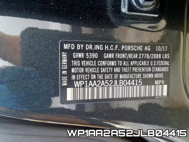 WP1AA2A52JLB04415 фото 2