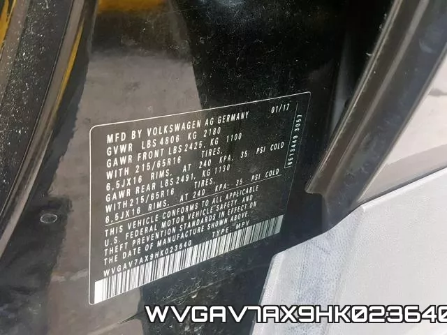 WVGAV7AX9HK023640 фото 2