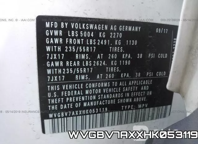 WVGBV7AXXHK053119 фото 10