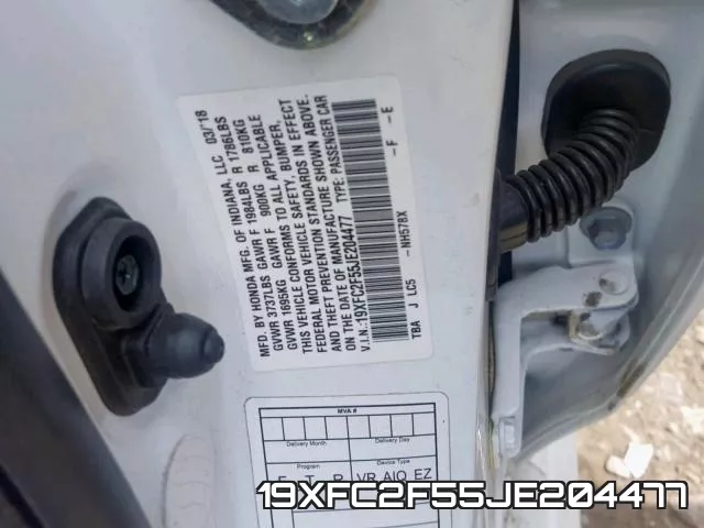 19XFC2F55JE204477 фото 2