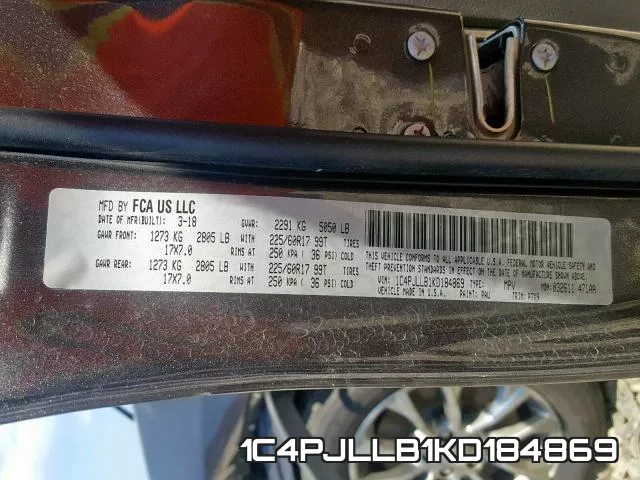1C4PJLLB1KD184869 фото 2