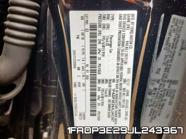 1FADP3E29JL243367 фото 2