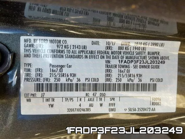 1FADP3F23JL203249 фото 2