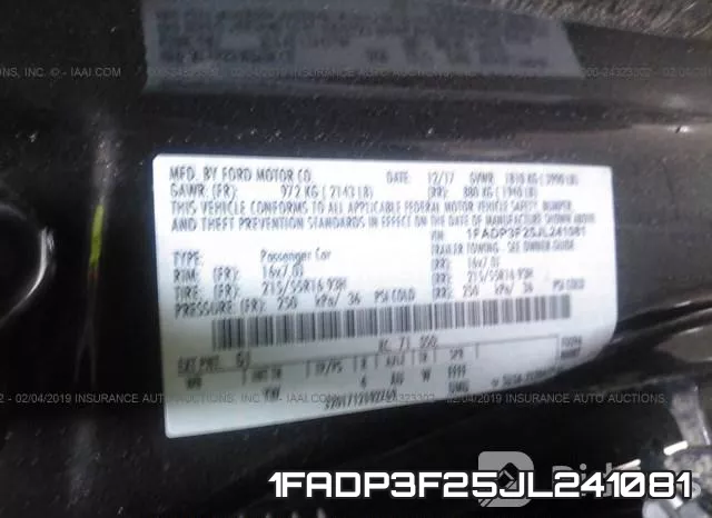 1FADP3F25JL241081 фото 10