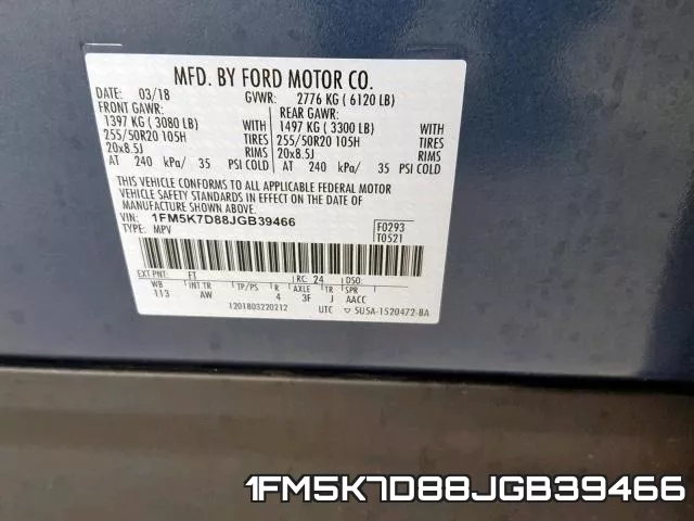1FM5K7D88JGB39466 фото 2