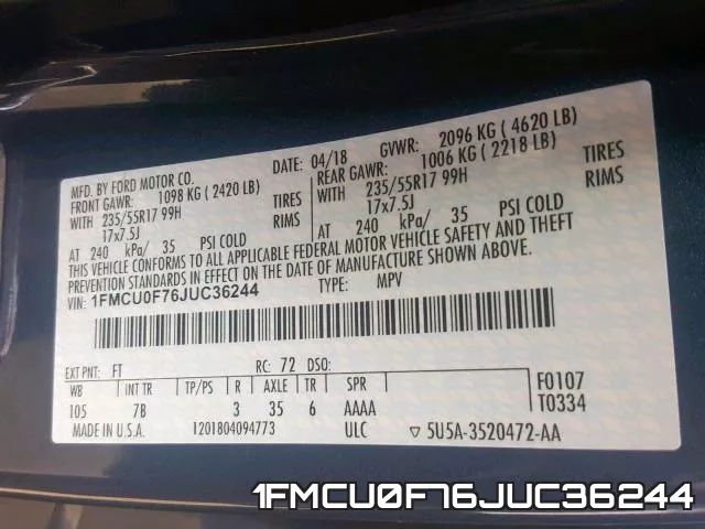 1FMCU0F76JUC36244 фото 2